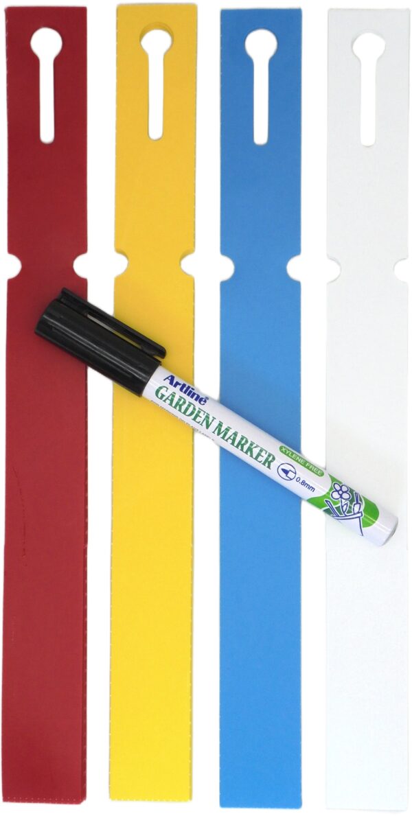 MARKER + Etykiety 4 KOLORY pętlowe do opisu roślin 250x25mm (25x250) 400szt