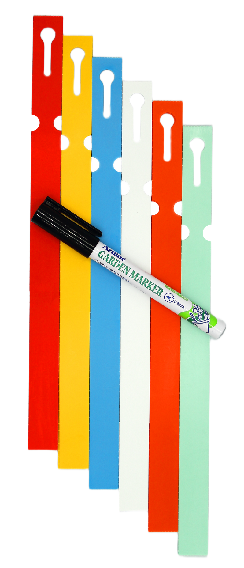 MARKER + Etykiety 6 KOL. pętlowe do opisu roślin 250x17mm(17x250) 600szt