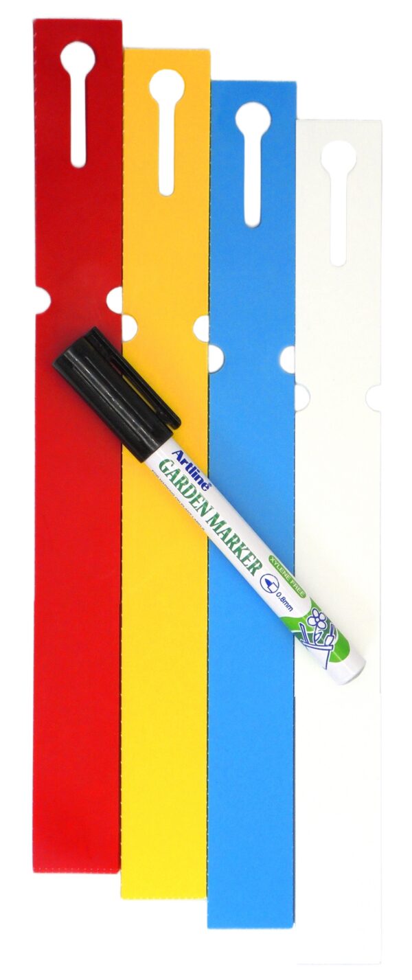 MARKER + Etykiety 4 KOLORY pętlowe do opisu roślin 250x25mm(25x250) 400szt